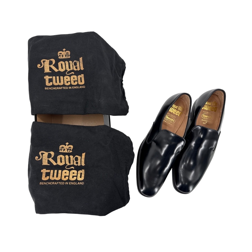 Churchs Royal Tweed Mens Black Leather Loafer Shoes Benchcrafted England Sz 9.5D